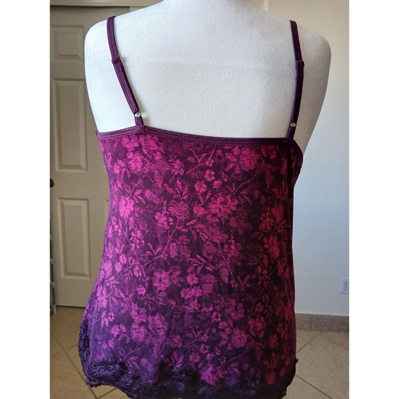 Lane Bryant Women Floral 14/16 Tank Top Layering Cotton sleeveless Cami Burgundy - Picture 3 of 14